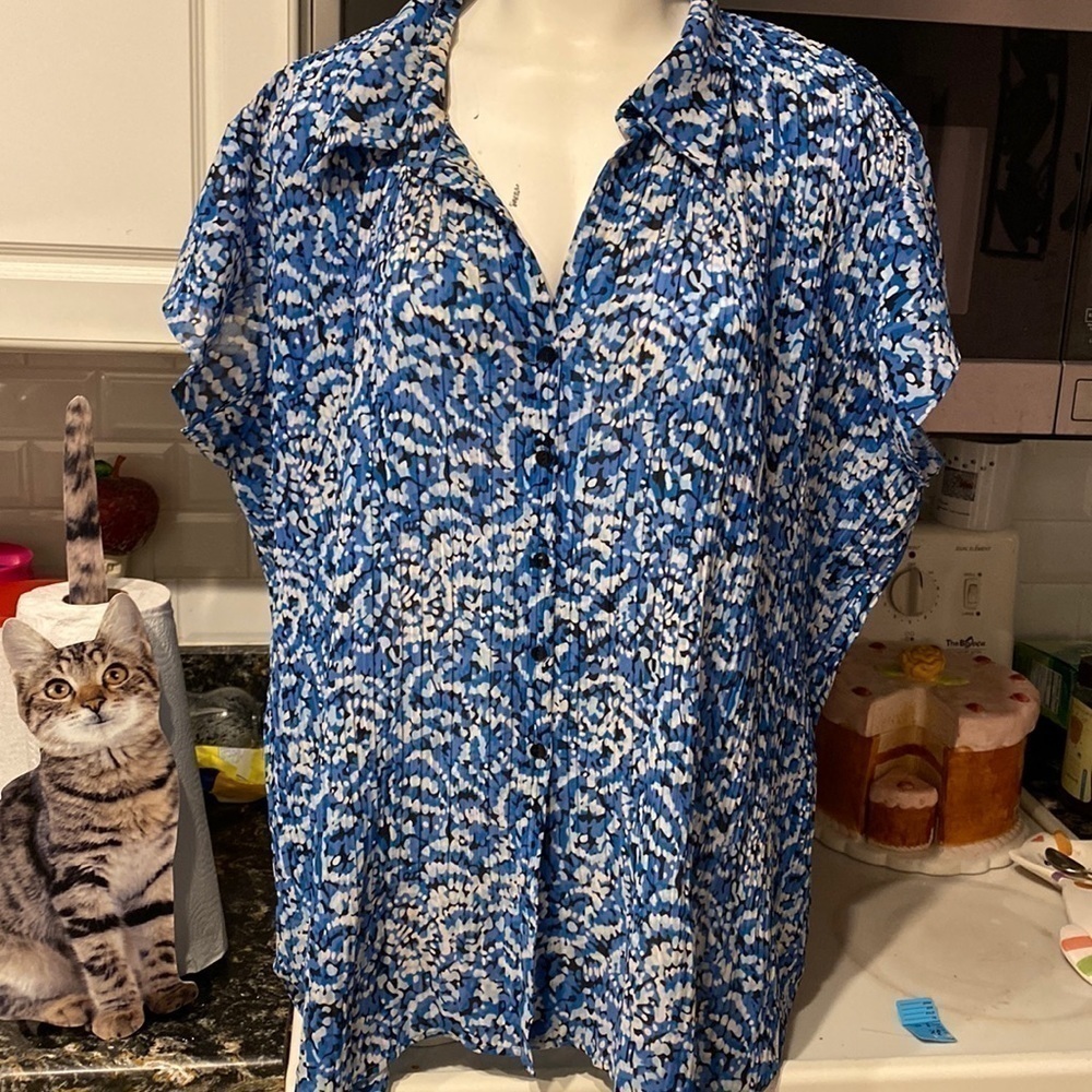 - C womens Belissimo casual cap sleeve button front plus size blouse 3x